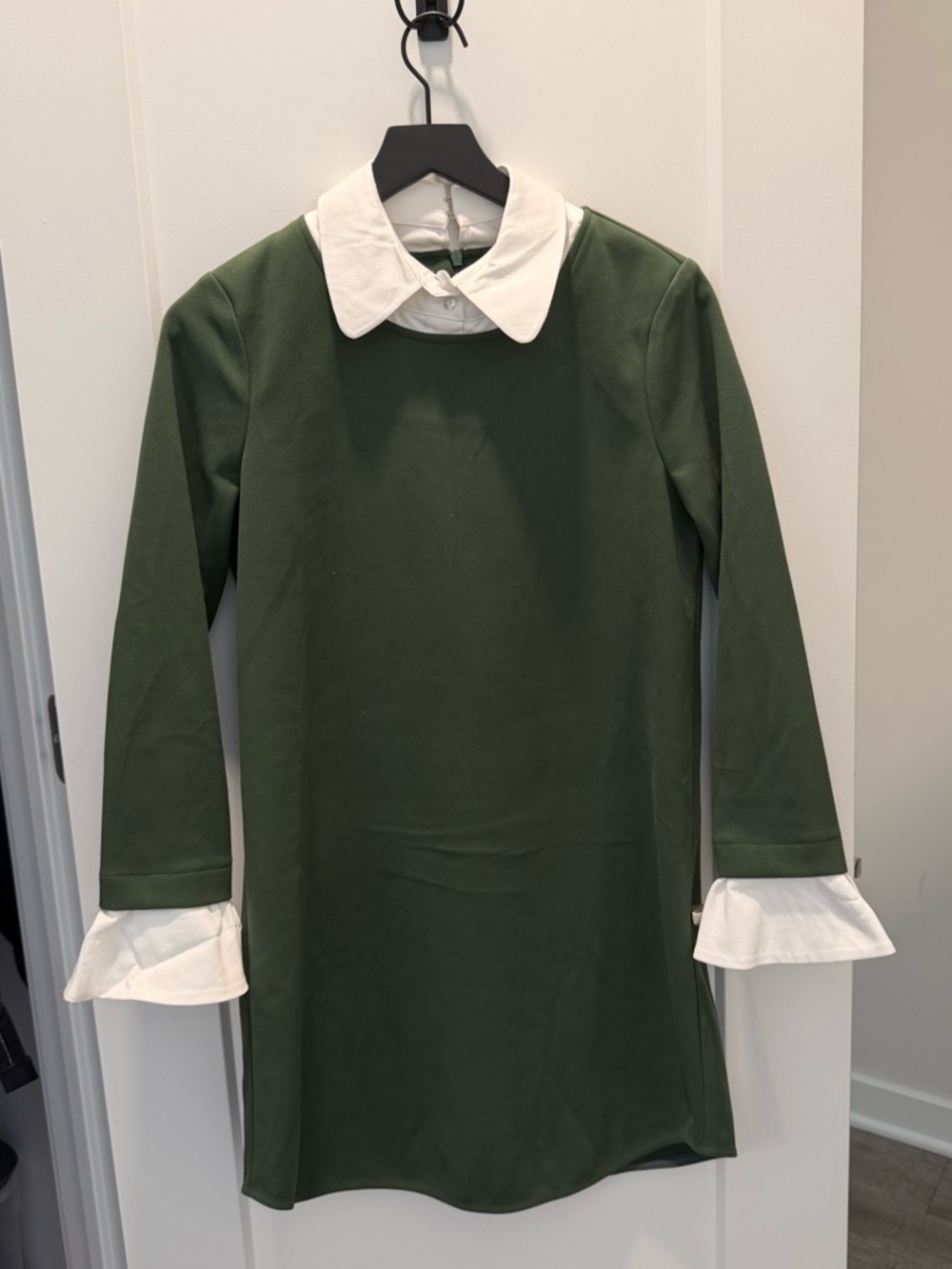 Tuckernuck Forest Green Mini Dress with White Collar and Cuffs